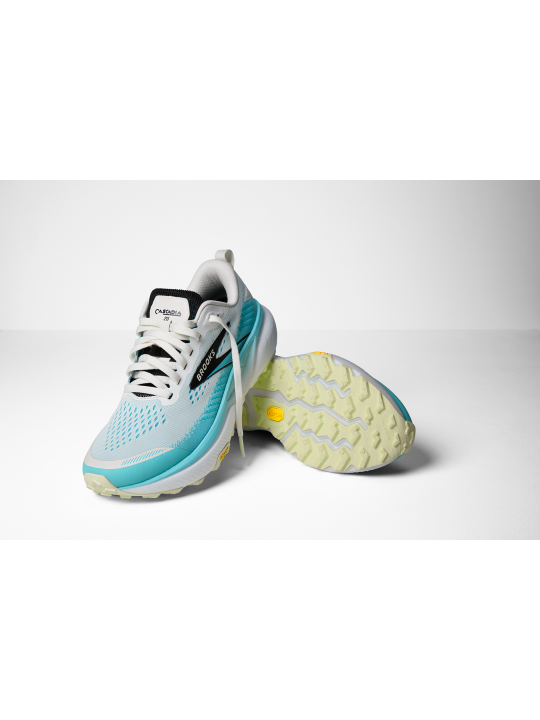 Chaussures Trail Brooks Cascadia 20 Femme Blanc Bleu Noir