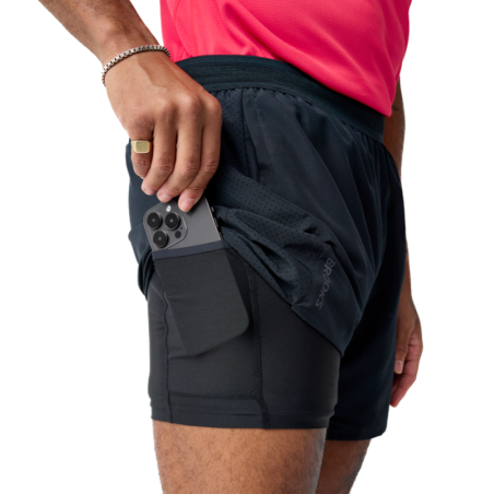 Short 2-en-1 Brooks Dash Homme Noir - Course & Gym