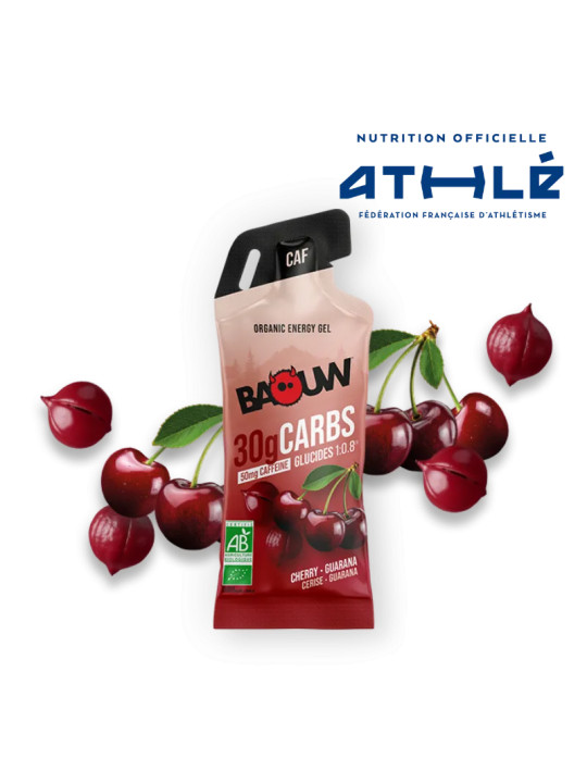 Gel Énergétique Cerise & Guarana Bio Baouw - Stick Caféiné 30g