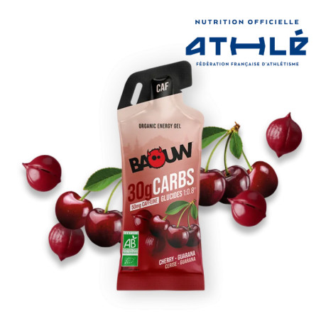 Gel Énergétique Cerise & Guarana Bio Baouw - Stick Caféiné 30g