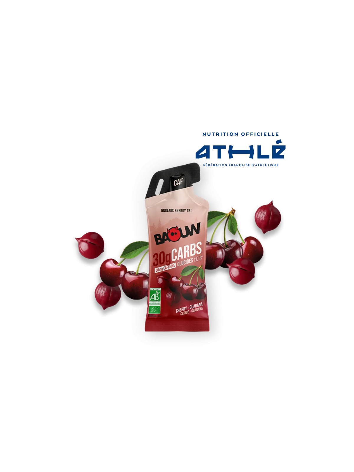 Gel Énergétique Cerise & Guarana Bio Baouw - Stick Caféiné 30g