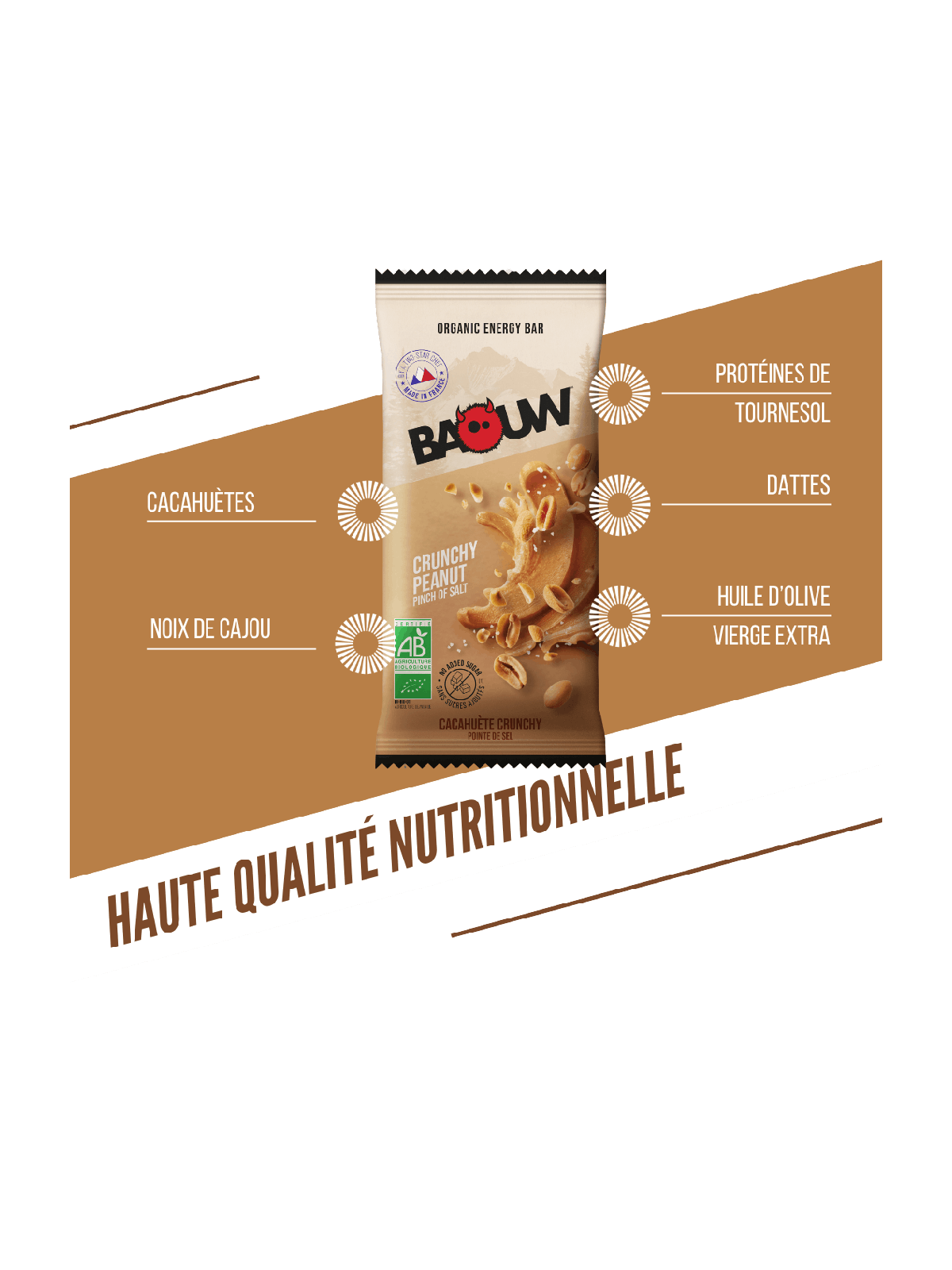 Barre Énergétique Extra Crunchy Cacahuète Baouw Bio