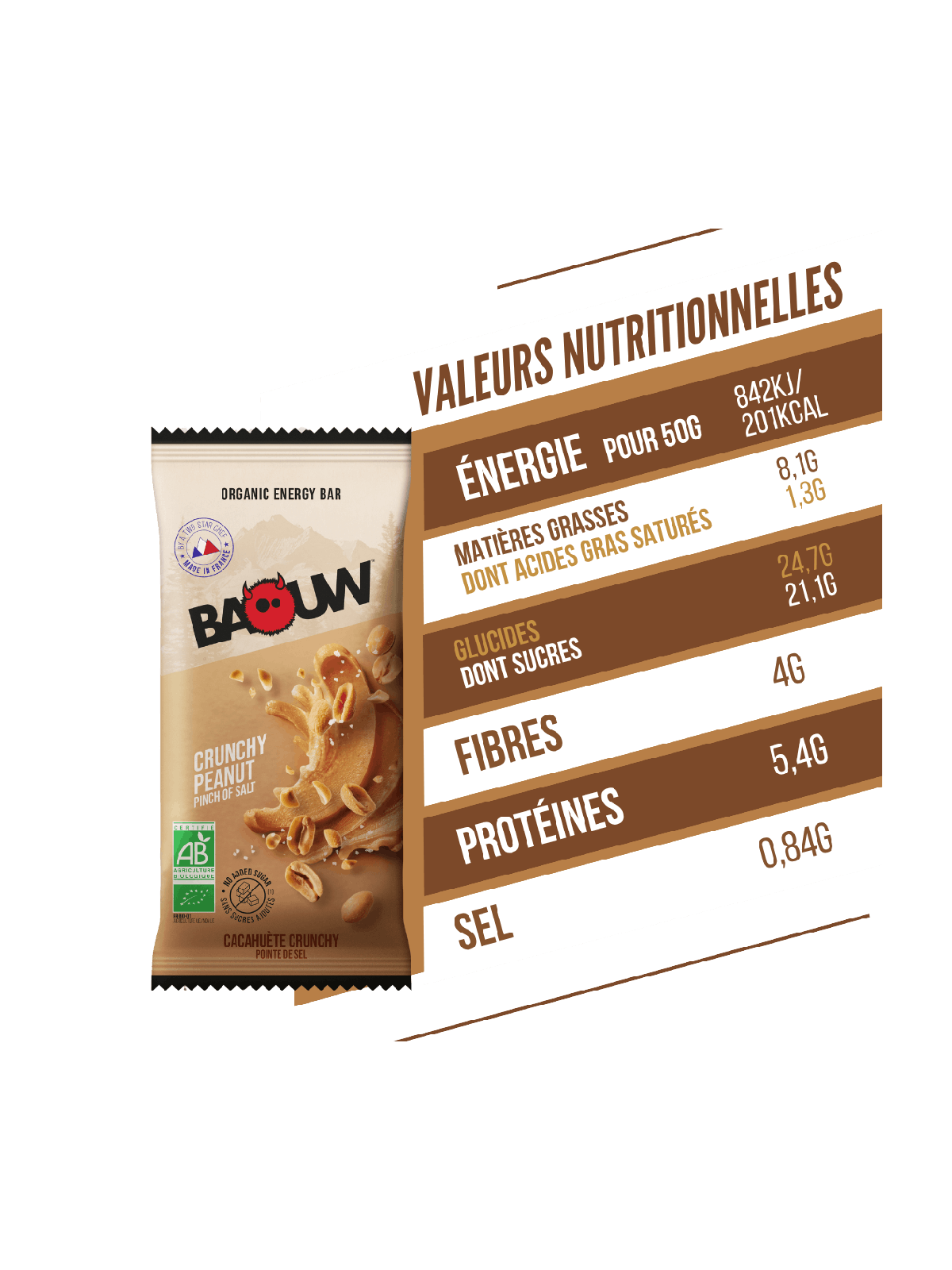 Barre Énergétique Extra Crunchy Cacahuète Baouw Bio
