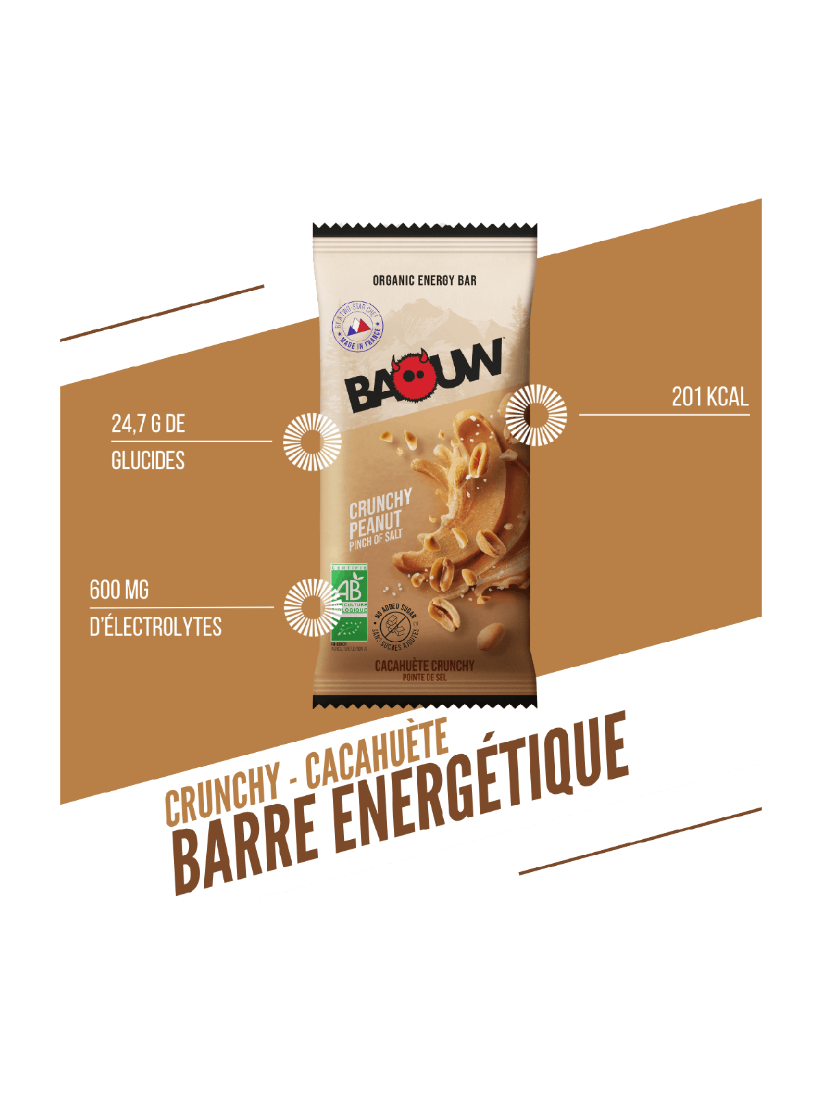 Barre Énergétique Extra Crunchy Cacahuète Baouw Bio