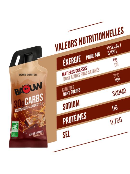 Gel Énergétique Bio Caramel Salé Baouw (Stick 44g) | Endurance