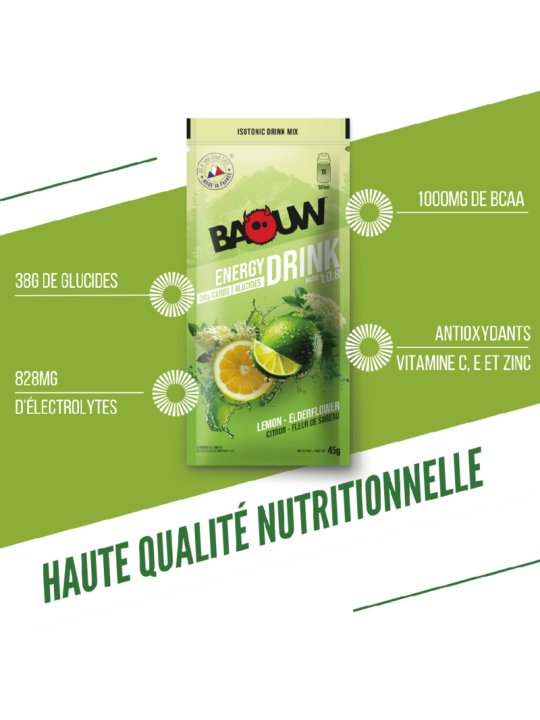 Boisson Isotonique Bio Citron Fleur de Sureau Baouw 45g