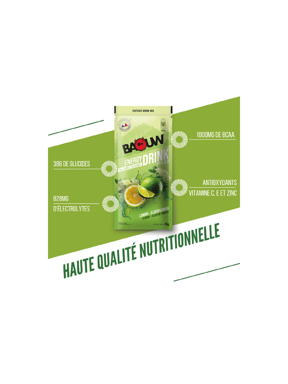 Boisson Isotonique Bio Citron Fleur de Sureau Baouw 45g