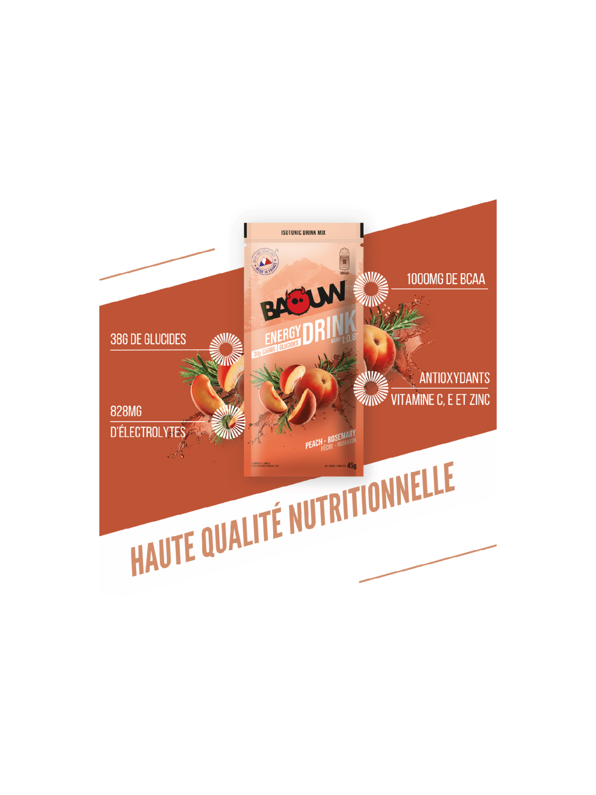 Boisson Isotonique Bio Pêche Romarin Baouw 45g