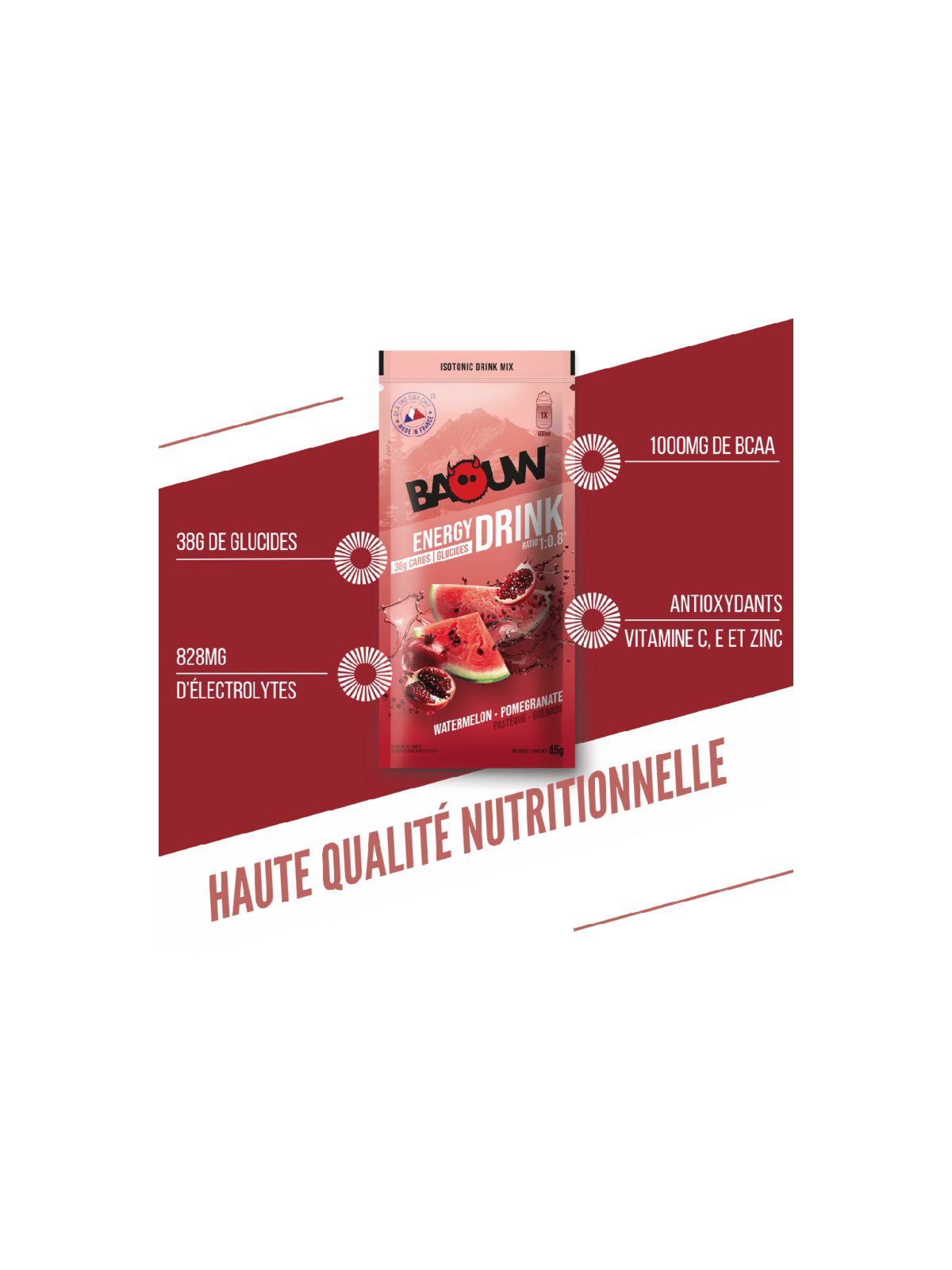 Boisson Isotonique Bio Pastèque Grenade Baouw 45g