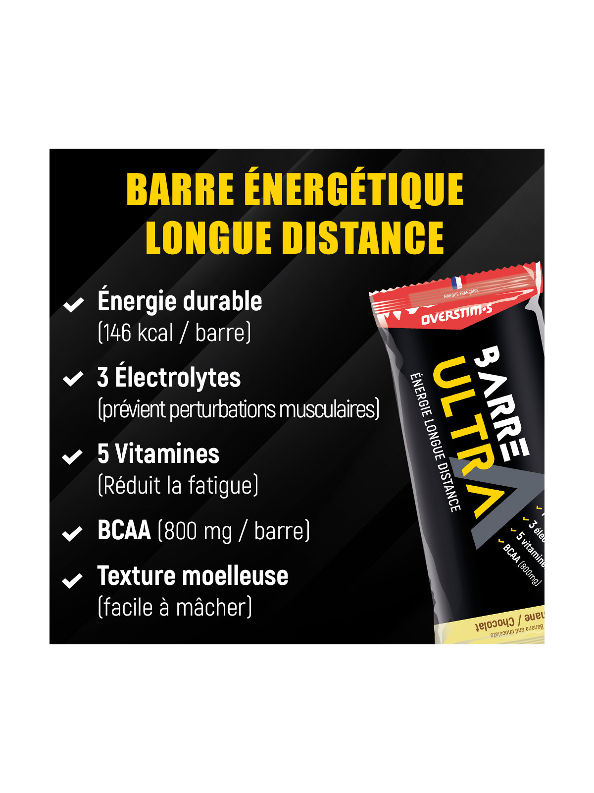 Barre Énergétique Ultra Fraise Myrtille 40g OVERSTIM'S