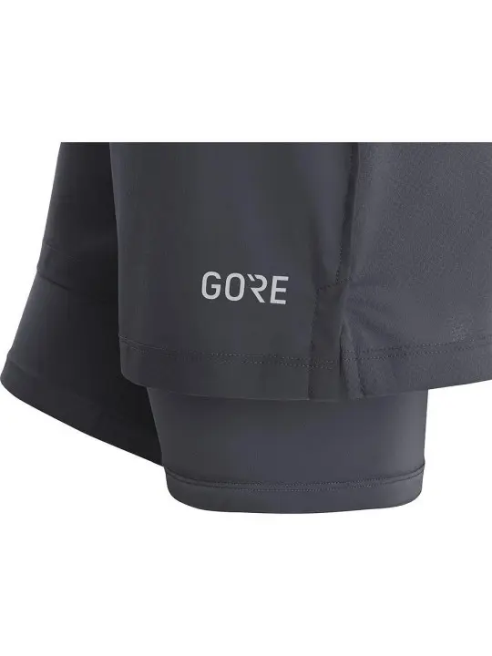 Short De Course Gore Wear Concurve 5 2 En 1 - Taille M, Couleur Graphite Noir - Neuf Avec étiquettes - Pour Running