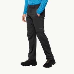 Vêtements de randonnée Jack Wolfskin | Pantalon de randonnée softshell Zip-Off Jack Wolfskin Overland Zip Away Black pour Homme| 1506113-6000