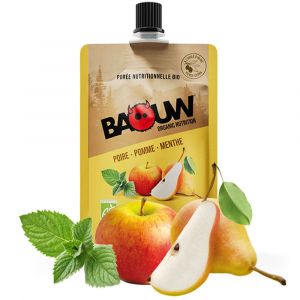 BAOUW purée énergétique bio poire pomme et menthe| purée de 90g