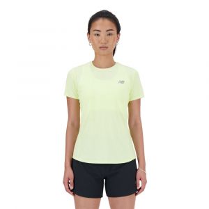 New Balance tee-Shirt Jacquard Short Sleeve jaune pour Femme