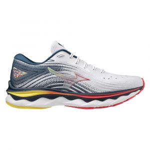 Chaussures entraînement running pour coureuses à foulée neutre Mizuno Wave Sky 6 White/Hibiscus/Buttercup pour femme - J1GD220221_1