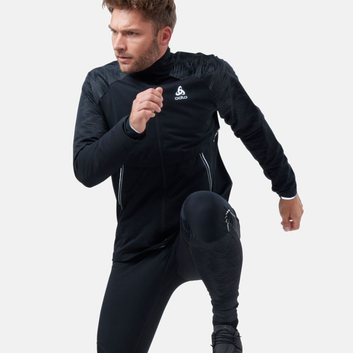 Vêtements de sport ODLO Homme  Veste de running réfléchissante ODLO  ZEROWEIGHT PRO WARM REFLECT Noir